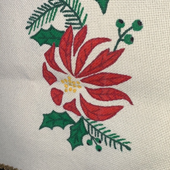 Beautiful vintage hand stenciled cotton Christmas table runner - Picture 2 of 13